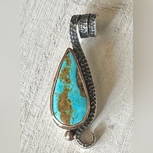 Sterling Silver Turquoise Teardrop Pendant - Blue Turquoise BORA